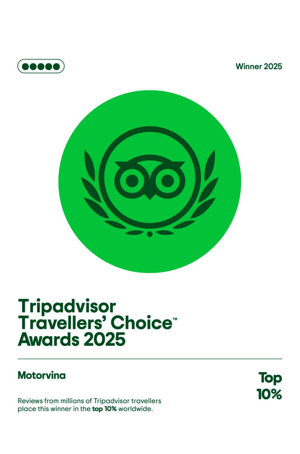 Motorvina Lọt Top 10% Trải Nghiệm Du Lịch Hàng Đầu Thế Giới – Tripadvisor Travelers’ Choice Award 2025